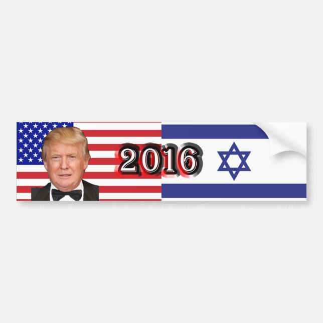 Donald Trump 2016 - U.S./Israel Flags Bumper Sticker (Front)