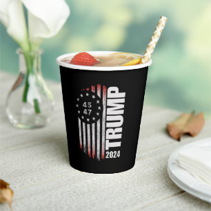 Donald Trump 2024 Election Vote 45 47 American  Paper Cups