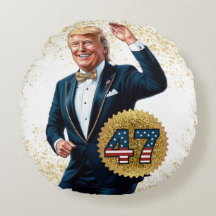 Donald Trump 2024 Presidential 47 Winner Round Pillow