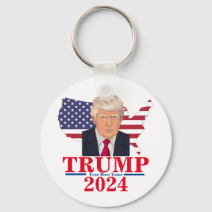Donald Trump 2024 Presidential Cartoon U.S. Map Keychain