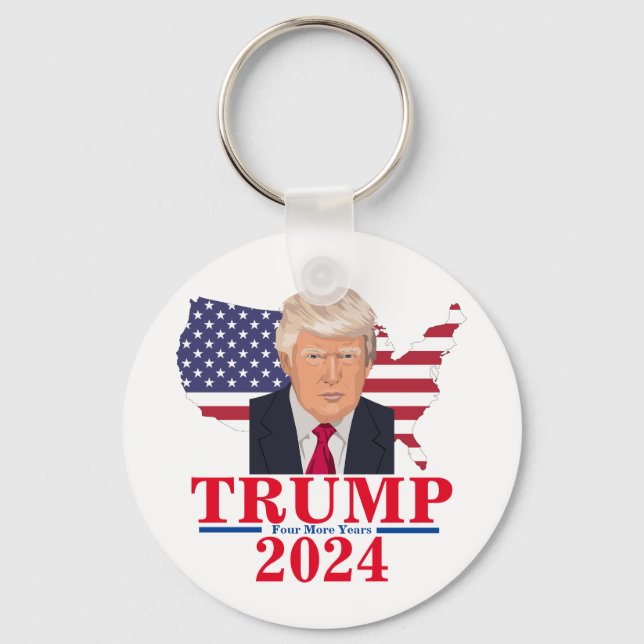 Donald Trump 2024 Presidential Cartoon U.S. Map Keychain (Front)