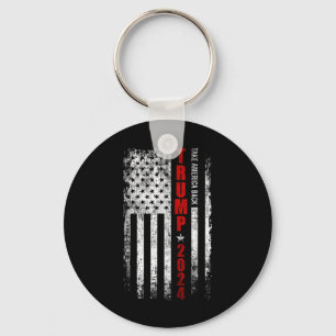 Donald Trump 2024 Take America Back American Flag Keychain