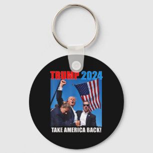 Donald Trump 2024 Take America Back American Flag Keychain