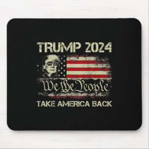 Donald Trump 2024 Take America Back American Flag Mouse Pad
