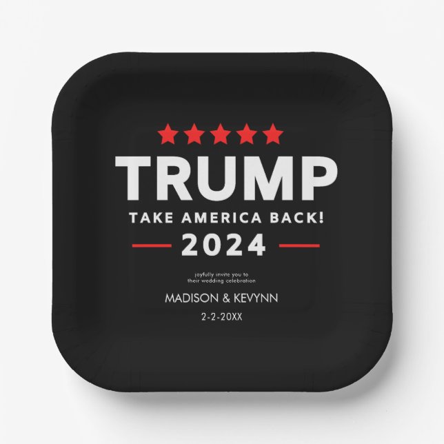 Donald Trump 2024 Take America Back Election  Paper Plate (Front)