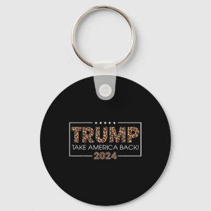 Donald Trump 2024 Take America Back Leopard Print Keychain