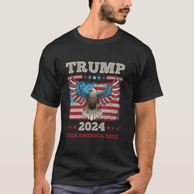 Donald Trump 2024 USA Election Take America Back V T-Shirt (Front)