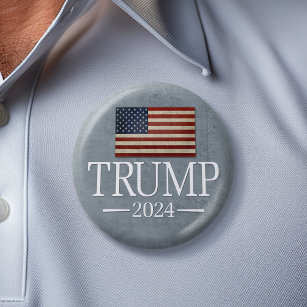 Donald Trump 2024 - Vintage American Flag 2 Inch Round Button