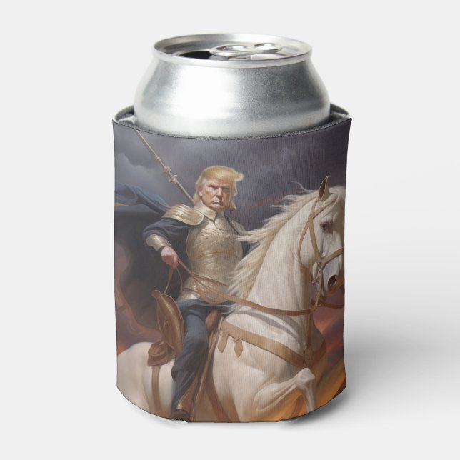 Donald Trump 2024 White Horse Knight Hero Funny AI Can Cooler (Can Front)