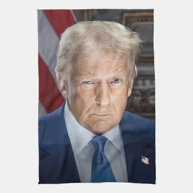 Donald Trump 2025 American President Portrait Kitchen Towel (Vertical)