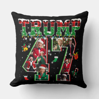 Donald Trump 47th President 2024 Christmas Santa Throw Pillow