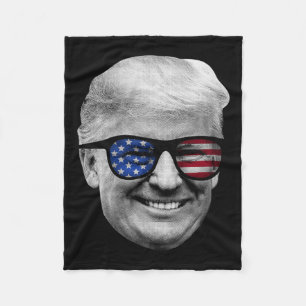 Donald Trump American Flag 4th Of July Fleece Blanket