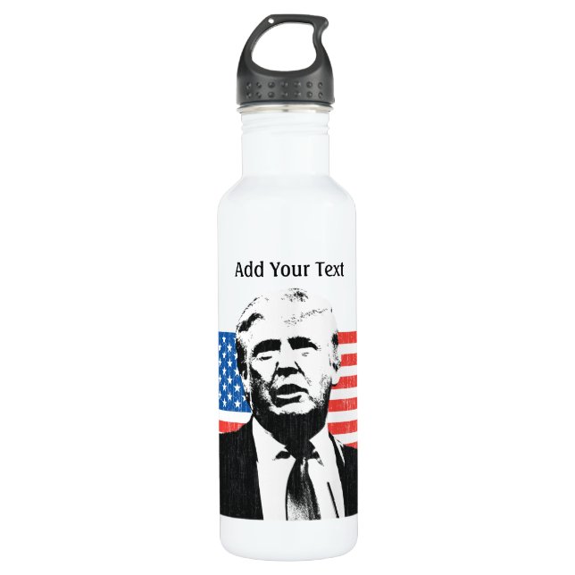 Donald Trump American Flag Custom Text 710 Ml Water Bottle (Front)