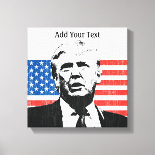 Donald Trump American Flag Custom Text Canvas Print