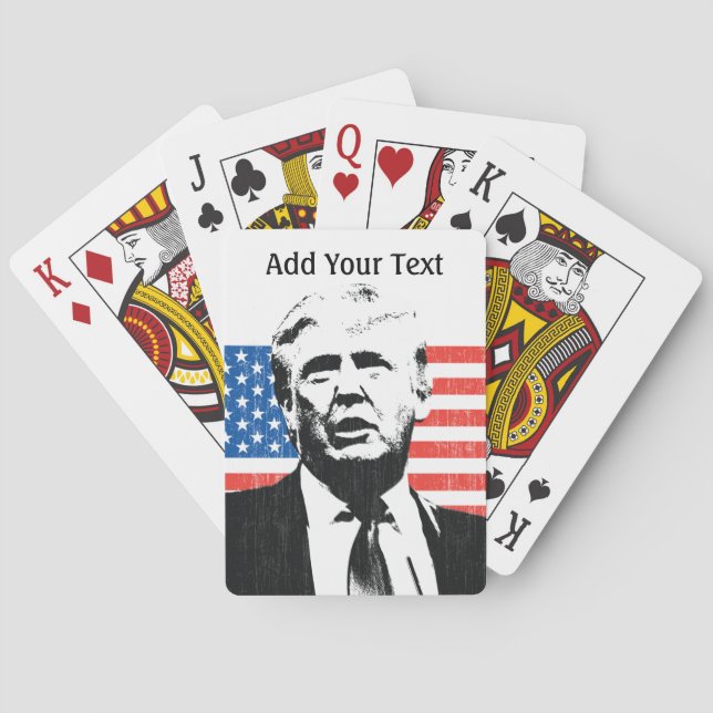 Donald Trump American Flag Custom Text Playing Cards (Back)