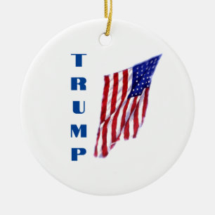 Donald Trump American Flag Pop Art Ceramic Ornament