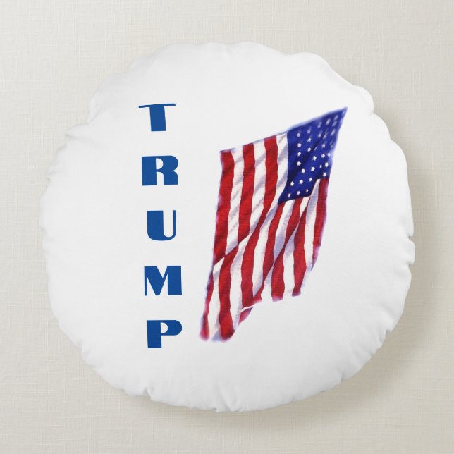 Donald Trump American Flag Pop Art  Round Pillow (Front)