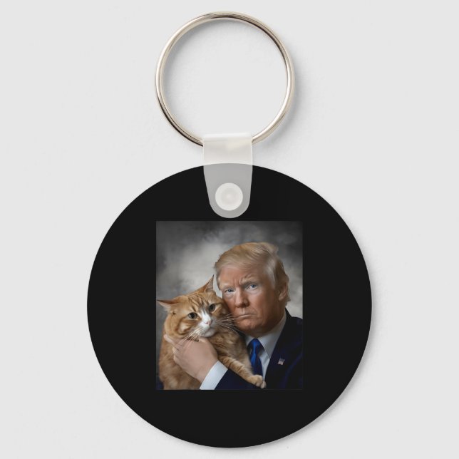 Donald Trump And Cat Funny Trump And Cat, Litical  Keychain (Front)