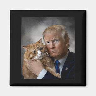Donald Trump And Cat Funny Trump And Cat, Litical  Magnet