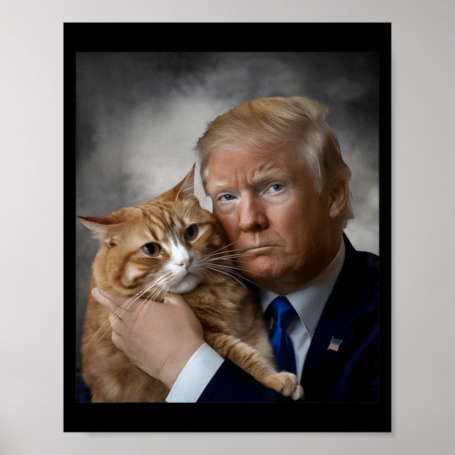 Donald Trump And Cat Funny Trump And Cat, Litical  Poster (Front)