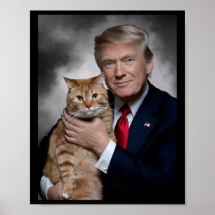 Donald Trump And Cat Funny Trump And Cat  Poster