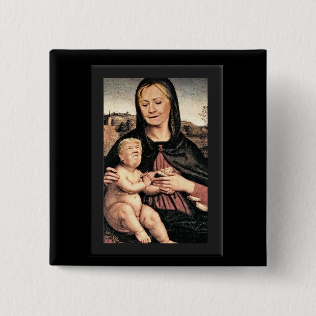 Donald Trump and Hillary Clinton 2 Inch Square Button (Front)