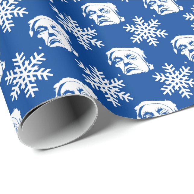Donald Trump and Snowflakes Christmas Pattern Wrapping Paper (Roll Corner)