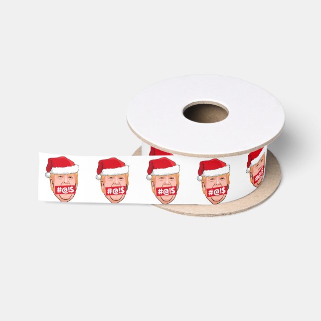DONALD TRUMP Angry Christmas Satin Ribbon (Spool)
