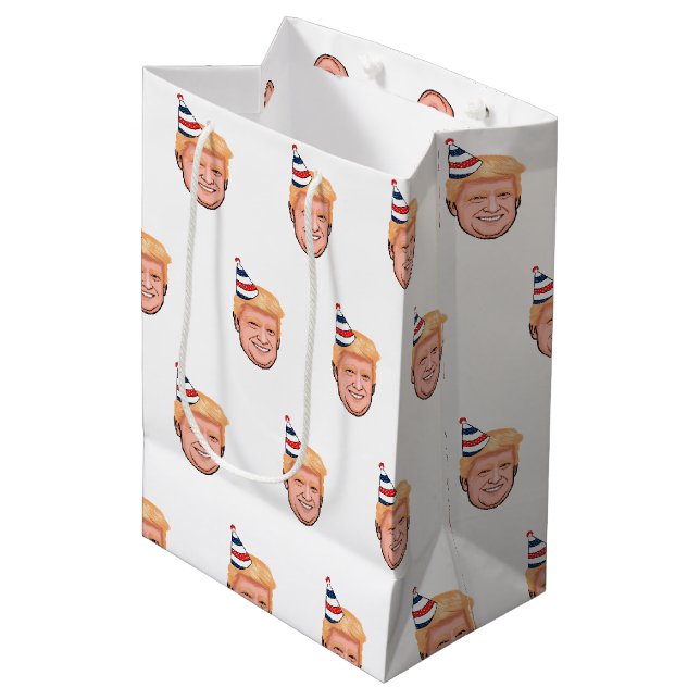 DONALD TRUMP BIRTHDAY MEDIUM GIFT BAG (Front Angled)