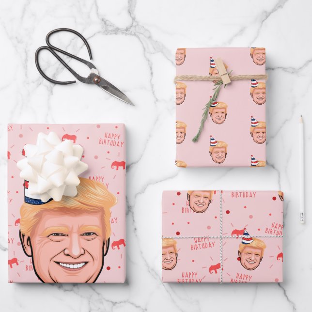 DONALD TRUMP BIRTHDAY WRAPPING PAPER SHEET (Front)