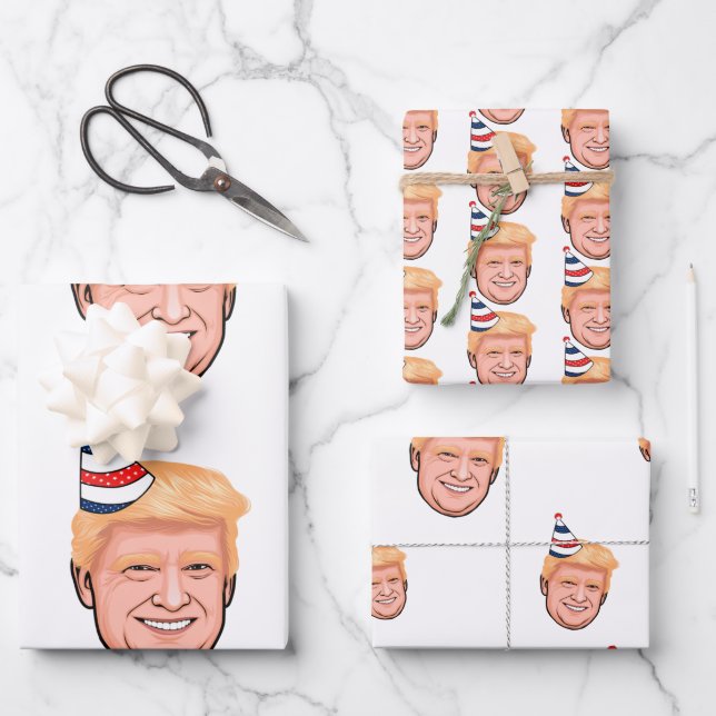 DONALD TRUMP BIRTHDAY WRAPPING PAPER SHEET (Front)