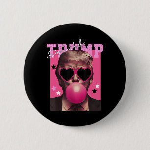 Donald Trump Blowing Bubble Gum Pink Sungles Trump 2 Inch Round Button