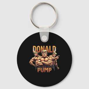 Donald Trump Bodybuilding Funny Gym Meme Humor Keychain