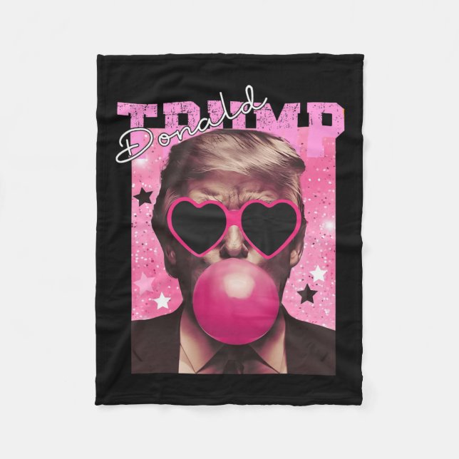 Donald Trump Bubble Gum Pink Sungles  Fleece Blanket (Front)