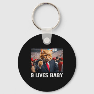 Donald Trump Cat Nine Lives Baby Keychain