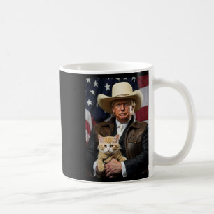 Donald Trump Cat Shirt Cowboy American Flag Funny  Coffee Mug