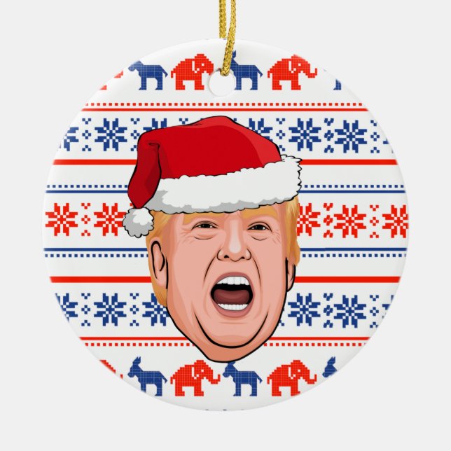 DONALD TRUMP Christmas Ceramic Ornament (Front)