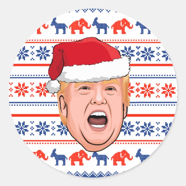 DONALD TRUMP Christmas Classic Round Sticker (Front)