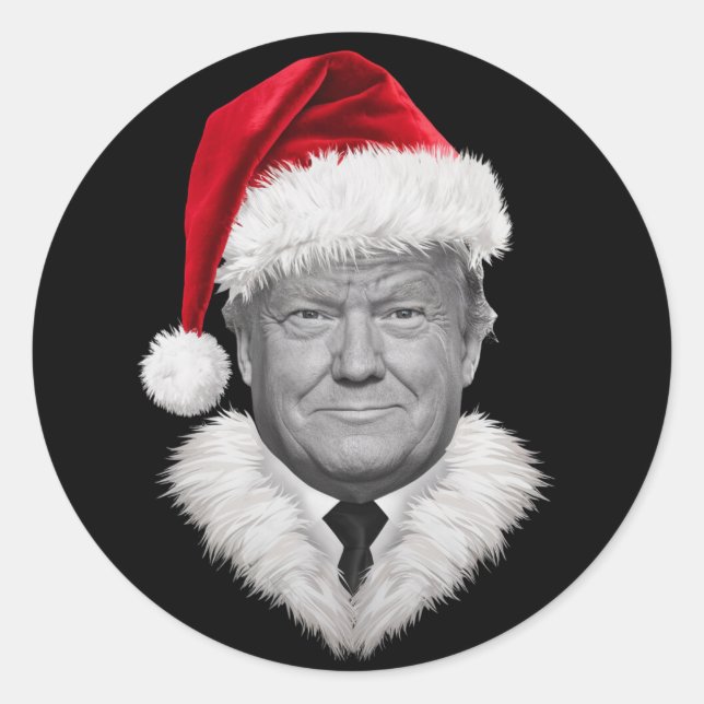 Donald Trump Christmas Funny Santa Hat Gift  Classic Round Sticker (Front)