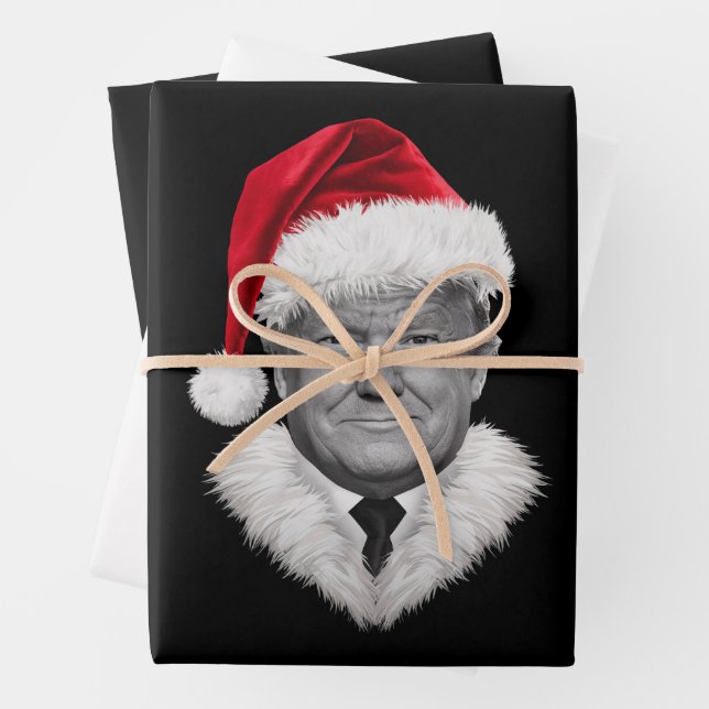 Donald Trump Christmas Funny Santa Hat Gift  Wrapping Paper Sheet (In situ)