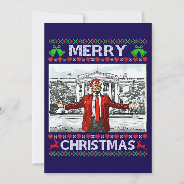 Donald Trump Christmas Funny Santa Hat Holiday Card (Front)