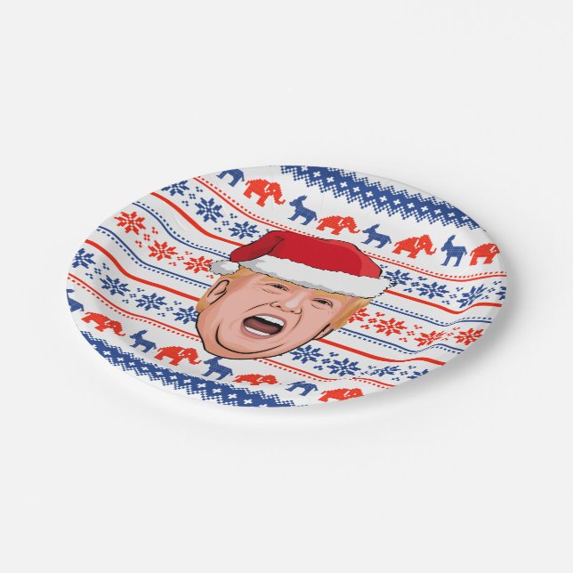 DONALD TRUMP Christmas Paper Plate (Angled)
