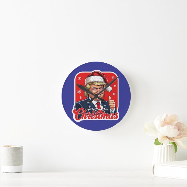 Donald Trump Christmas Santa Claus Art Round Clock (Home)