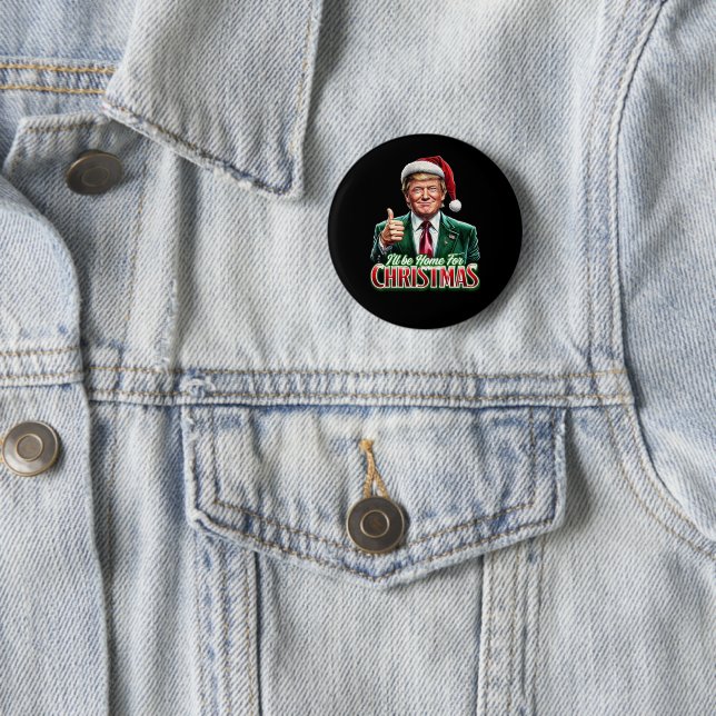 Donald Trump Christmas Santa Hat Thumbs Up 2 Inch Round Button (In Situ)