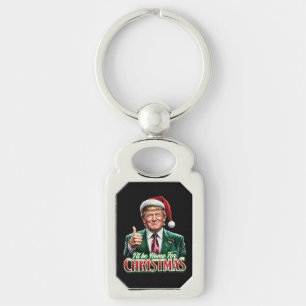 Donald Trump Christmas Santa Hat Thumbs Up Keychain