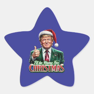 Donald Trump Christmas Santa Hat Thumbs Up Star Sticker