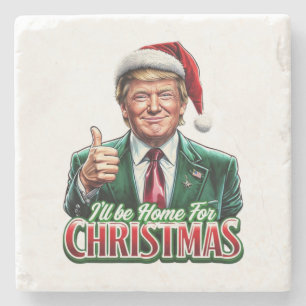 Donald Trump Christmas Santa Hat Thumbs Up Stone Coaster
