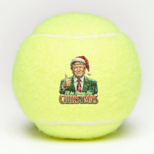 Donald Trump Christmas Santa Hat Thumbs Up Tennis Balls