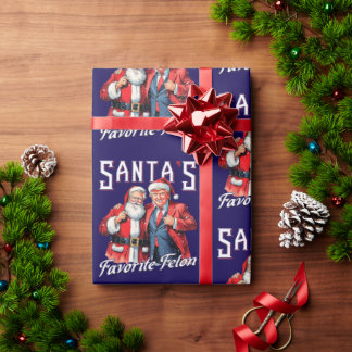 Donald Trump Christmas Santa's Favourite Felon Wrapping Paper