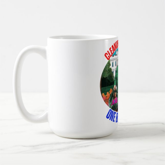 DONALD TRUMP-CLEANING UP AMERICA ONE BAG AT A TIME COFFEE MUG (Left)